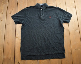 Camisa polo vintage Polo Ralph Lauren de manga curta com gola e botões, tamanho G masculino, estilo streetwear/preppy dos anos 90.