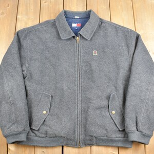 Vintage 1990s Tommy Hilfiger Embroidered Fleece Jacket / Tommy Hilfiger / Athletic Spring Summer Sportswear / Streetwear / Canvas Jacket