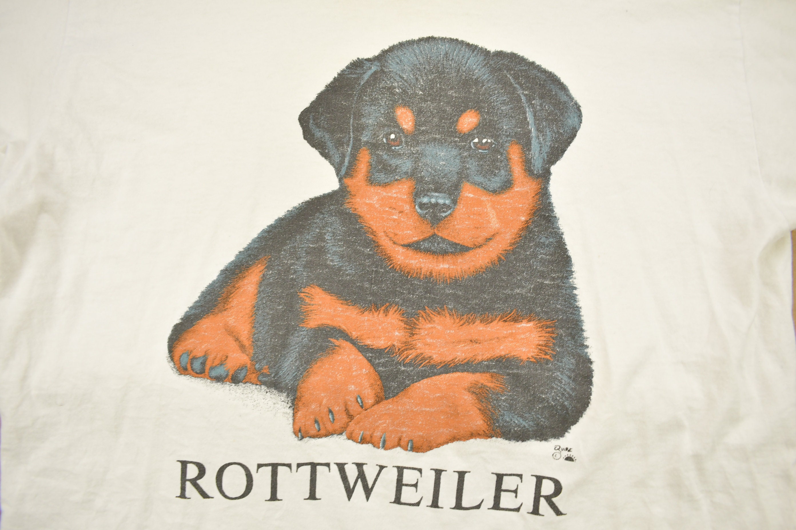 Vintage 1990s Rottweiler Puppy Graphic T-shirt / Vintage Dog