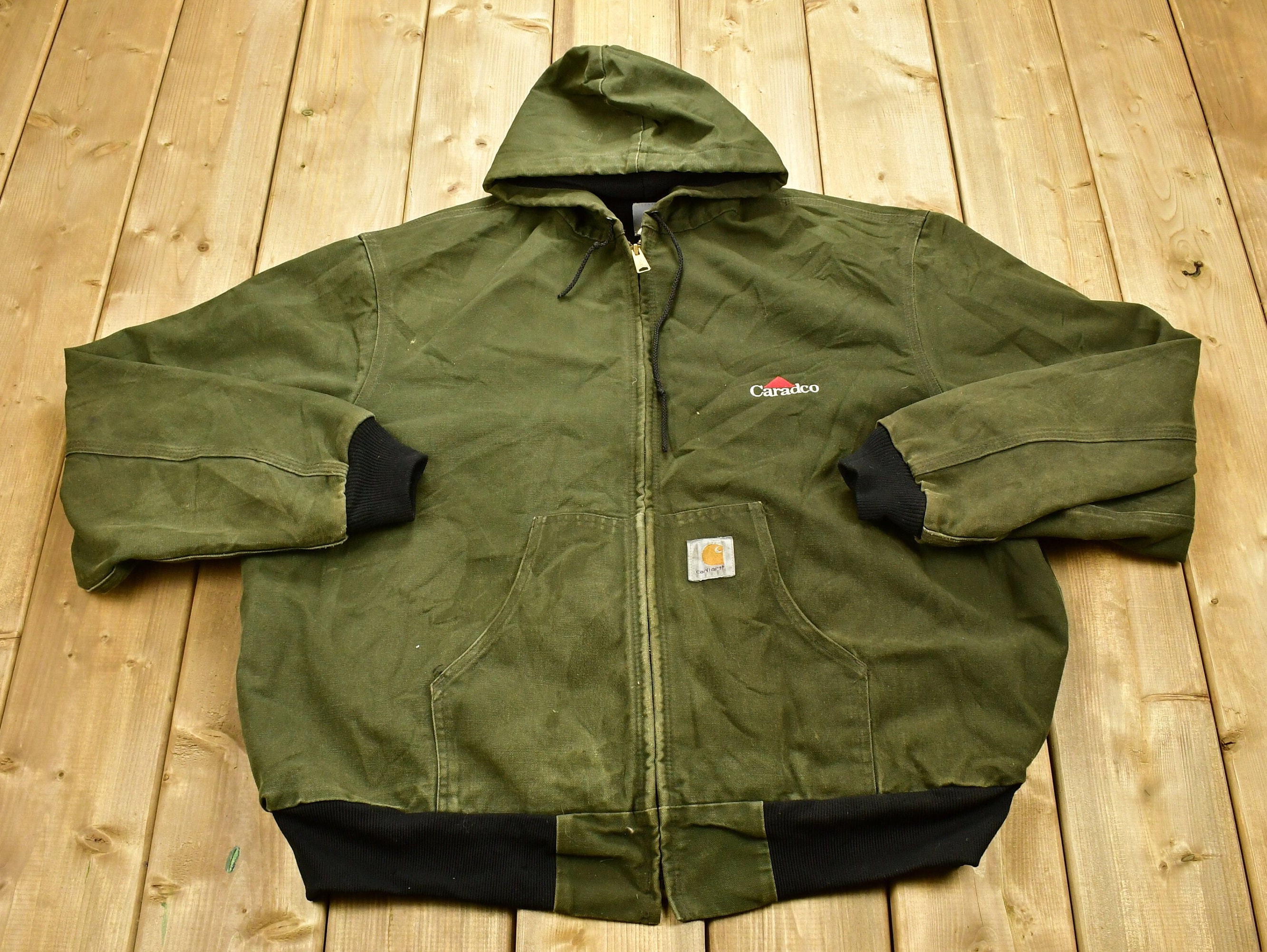 Vintage 1990s Carhartt Hooded Work Jacket / Workwear / Made Vintage 1990s Carhartt Hooded Work Jacket / Workwear / Made
