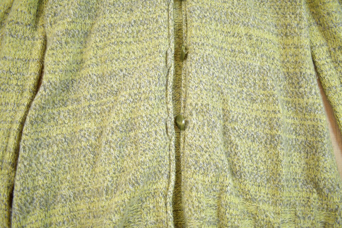 Vintage 1980s Arte Green Knit Long Cardigan Sweater, foto 3 di 5