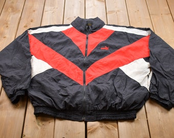 Kurtka wiatrówka Puma z lat 90. XX wieku z zamkiem błyskawicznym i kolorowym blokiem / Puma z lat 90. / Odzież sportowa na wiosnę i lato / Odzież uliczna / Odzież sportowa
