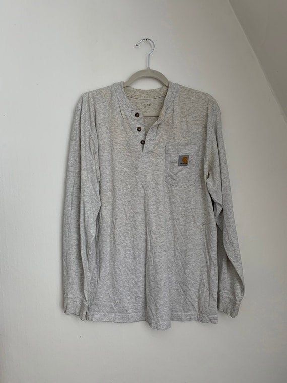 Carhartt Henley / Branded Henley / 90s