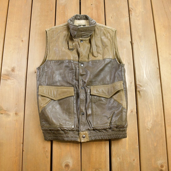 Vintage 1990s Echtes Leder Sherpa Lined Leather Vest / Fall Outerwear / Fall Outerwear / Streetwear Fashion / Genuine Leather Vest /