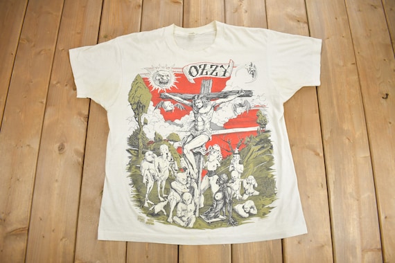Vintage 1991 Ozzy Osbourne Cross Graphic T-shirt / Band Tee