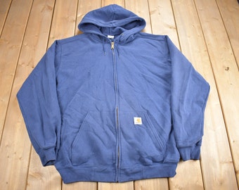 Vintage 1990s Carhartt Zip Up Hoodie Size L / Vintage Workwear / Vintage Carhartt / Distressed