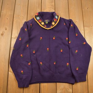 Vintage 90er Jahre Charta Club Strickpullover / 90er Jahre Rundhals / All Over Muster / Bunt / Sweatshirt / abstraktes Muster
