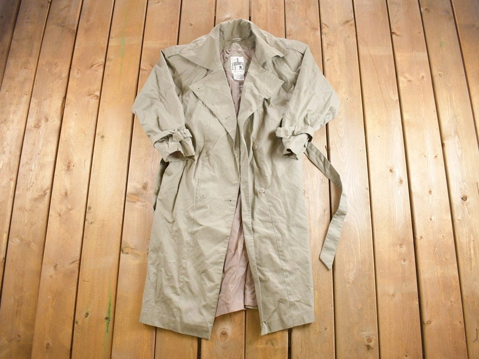 Vintage 1980s J Gallery Full Length Trench Coat/ 80s Trench Coat