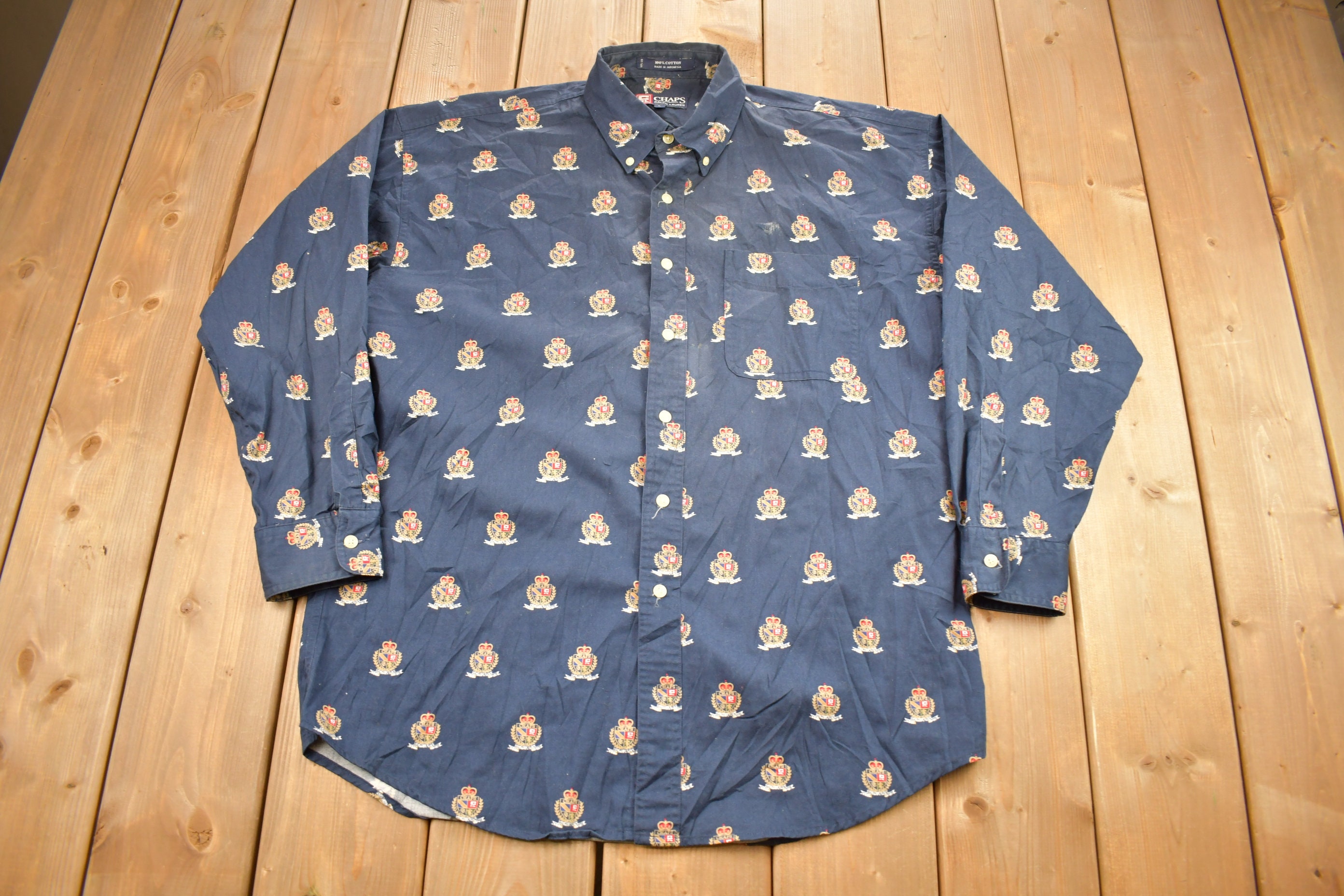 Vintage 1990s Chaps Ralph Lauren All Over Print Button up