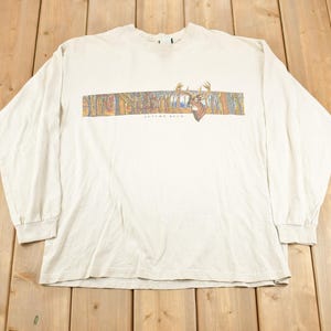 Vintage 1990er Jahre Herbst Wald Buck Langarm Shirt