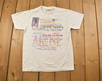 Vintage 1990s "Believe In God" Graphic T Shirt / Vintage T Shirt / Streetwear / Graphic Tee / Vintage Hanes / Religion