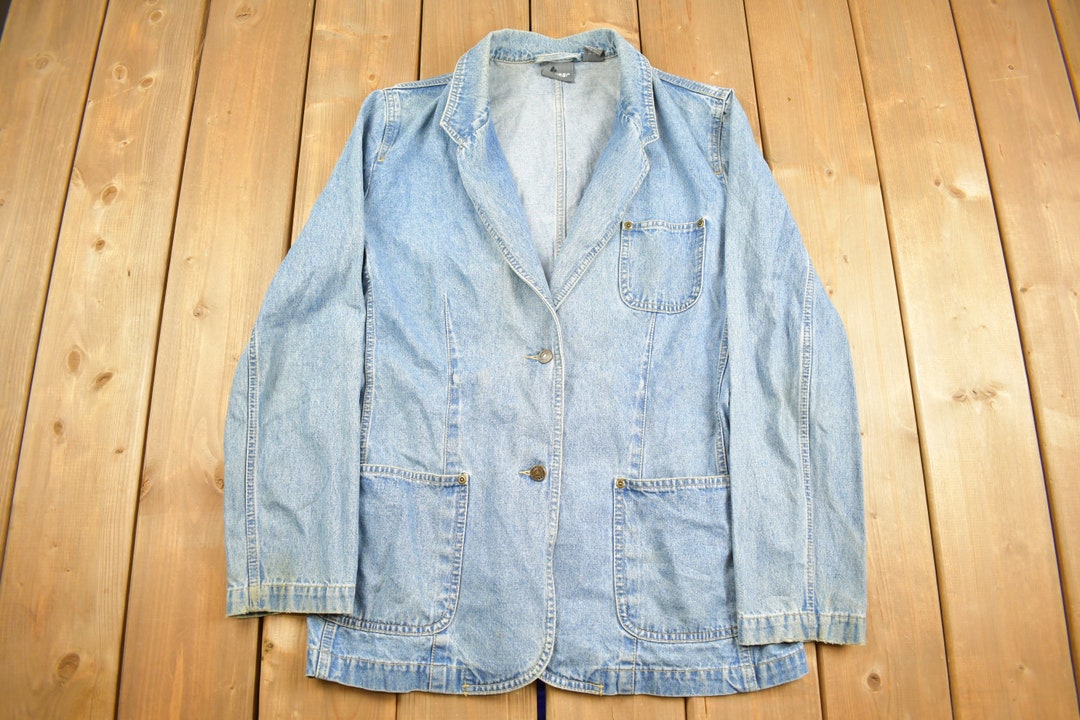 Vintage 1990s Liz Wear Light Weight Womens Denim Button up Blazer