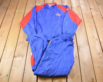 Vintage 1990s USA Hockey Embroidered Starter Full Track Suit / Windbreaker Jacket / Sportswear / Patchwork / Outerwear / Hockey / Americana