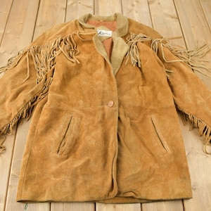 Vintage 1990s Niki Beige Suede Fringe Jacket / Western Jacket / Vintage Fringe Coat / Vintage Leather / Womenswear
