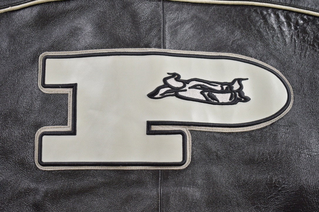 Vintage 1990s Phat Farm Leather Jacket / Patchwork / 90s
