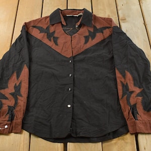 Vintage 1990s Adobe Rose Pearl Snap Button Up Western Shirt Men's L / 1994 Button Up / Cowboy Rancher