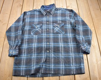 Vintage 1990s Boulevard For Big Man Lined Button Up Shirt / Plaid / Oversized / Workwear