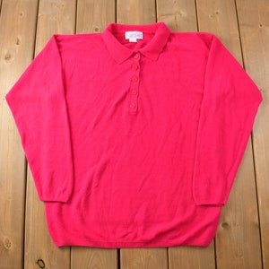 Vintage 1990s Fair Set Florence Knit Polo Sweater / Vintage 90s Polo Sweater / Blank / Collared Sweatshirt / Pullover Sweatshirt