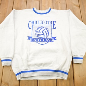 Vintage 1990s Chilicothe Lady Cavs Ribbed Crewneck Sweatshirt / 90s Crewneck / Souvenir Sweater / Streetwear / Made In USA / Oneita
