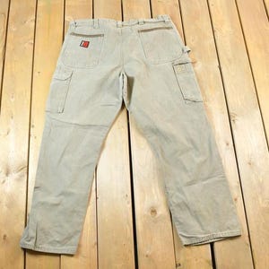 Vintage Y2K Wrangler Riggs Workwear Denim Work Jeans Size 38 x 32 / 90s Carpenter Pants / Made In USA / Distressed Carhartt / Workwear