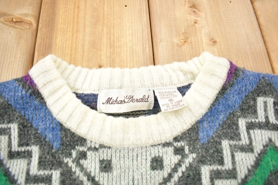 Vintage 1990s Michael Gerald Aztec Theme Knitted … - image 4