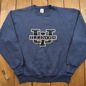 Vintage 1990s University of Illinois Collegiate Crewneck / Embroidered / NCAA Sweatshirt / Sportswear / Americana