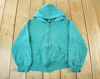 Vintage 1980s Blank Full Zip Hoodie Men's XS / 80s Hoodie / Essential / Streetwear / 80s Blank Hoodie