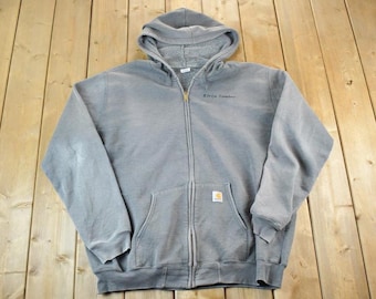 Vintage Y2K Distressed Carhartt Full Zip Hoodie Sweatshirt Mens XXL / Workwear / Streetwear / 80s / 90s / Vintage Button Up