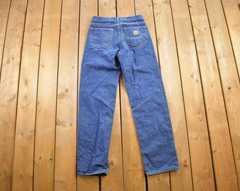 Vintage 1990s Carhartt Flame Resistant Work Pants Size 31x34 / 90s Carpenter Pants / Made In USA / Distressed Carhartt / Vintage Workwear