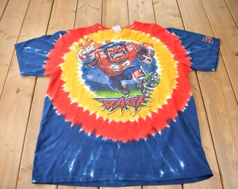 Vintage 2000 Orlando Rage XFL Tie Dye Liquid Blue Graphic T Shirt Size XL