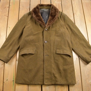 Vintage 1970s Fur Collar Wool Jacket / Wool Coat / Full Length / Vintage 1970s Jacket / Outdoor / Winter