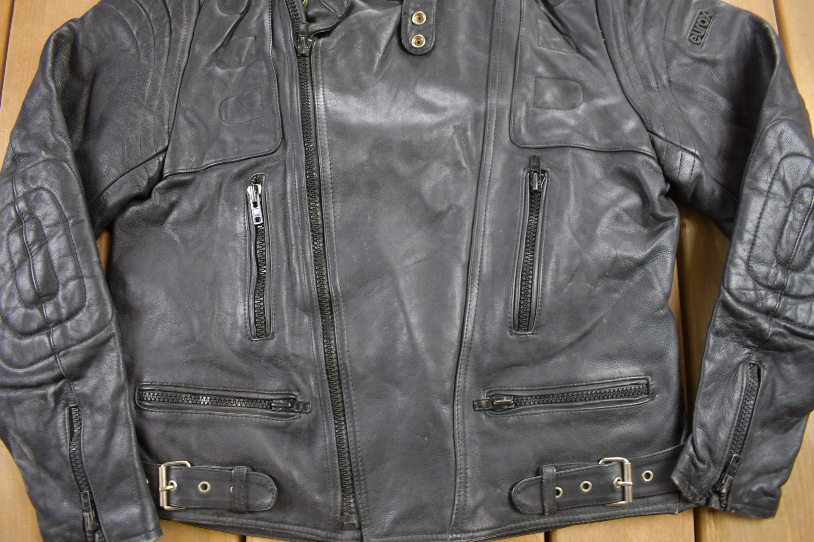 Vintage 1990s Eurox Leather Cafe Racer Biker Jacket / Fall