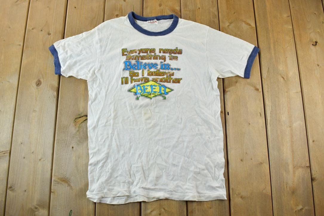 Vintage 1970s Hanes Believe in Beer Souvenir Single Stitch Graphic 