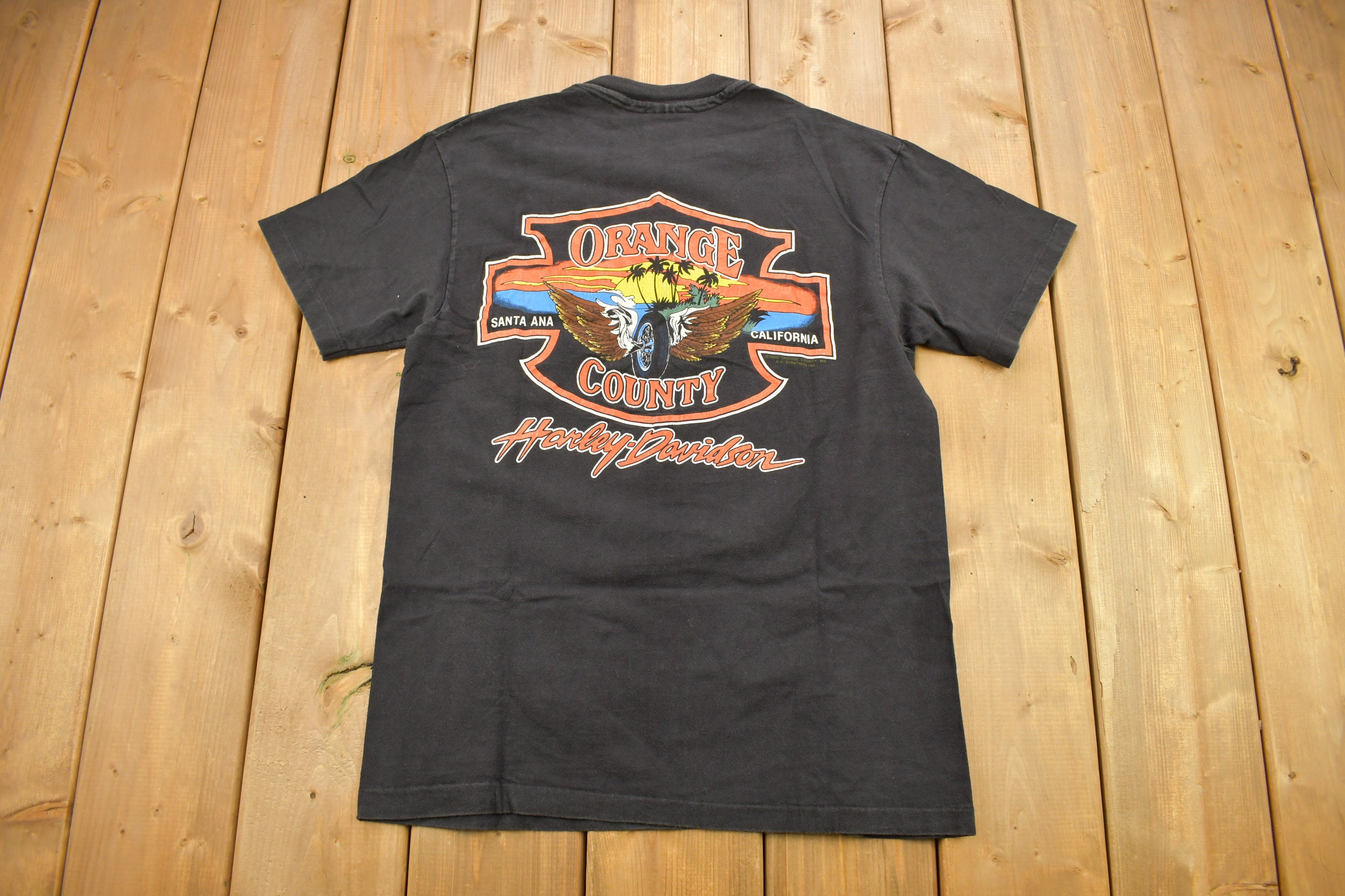 Vintage 1990 Orange County Harley Davidson Santa Ana California T