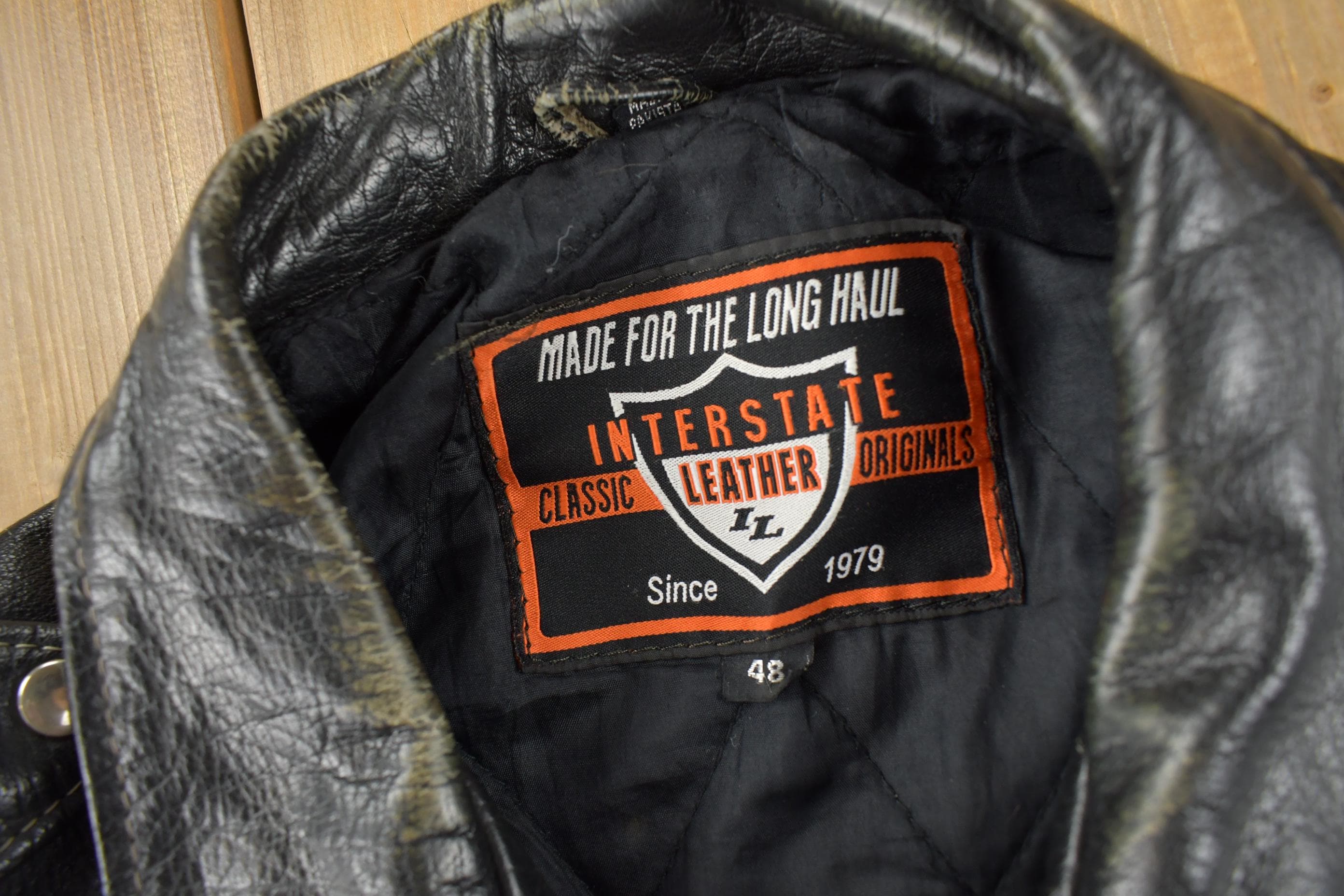 Vintage 1990s Interstate Leather Motorcycle Biker Jacket / Leather 