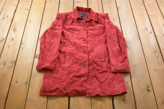 Vintage 1990s Relativity Genuine Leather Jacket Red Suede Leather Coat Winter Outerwear Streetwear Fashion Suede Jacket Etsy UK