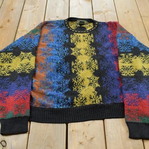 Vintage 1990s Croft & Barrow Abstract Colored Cable Knit Crewneck Sweater Women's 2XL/ 90s Sweater / Abstract Patterns / Streetwear