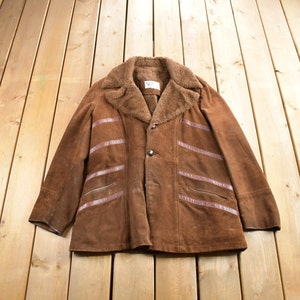Vintage 1980s Pioneer Wear Authentic Shearling Jacket Made In USA Size 42L
