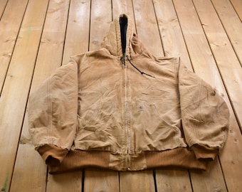Vintage 1990s Naturally Distressed Carhartt Active Jac / Workwear / Hooded Carhartt / Streetwear / Vintage Carhartt / Distressed Carhartt