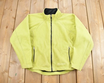 Vintage 1990s Marmot Fleece Sweater / Outdoorsman / 90s Sweater / Streetwear / Hiking / Fleece Zip up / Lime Green / Tech Wear
