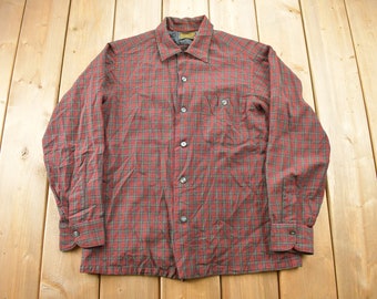 Vintage 1970s Sir Pendleton Plaid Button Up Board Shirt / 100% Virgin Wool / Loop Button / Outdoor / Made In USA / Flannel