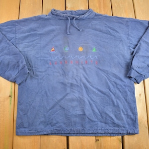 Vintage 1990s Lake Shirts Zip Up Sweatshirt / Made In USA / Surfing / Athleisure / Streetwear / Travel And Tourism / Beach Theme