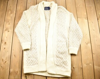 Vintage 1980s Monto Pan Le Chois Long Shall Cardigan Sweater / Vintage Cardigan / Abstract Sweater / No Closure / 80s Sweater