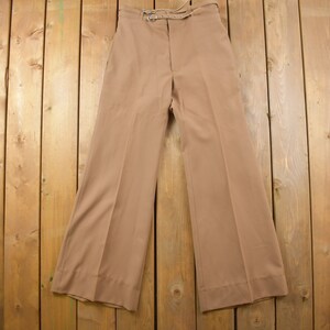 Vintage 1970s Right On Brown Flared-Leg Built-in Belt Trousers Size 28 x 32 / True Vintage / Bottoms / Vintage Pants / Retro Style image 3