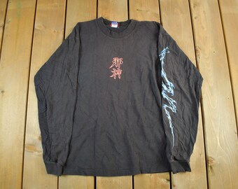 Vintage Y2K Mixology Laboratories Dragon Graphic Long Sleeve T Shirt Size Medium / Goth Metal / East Asian Art