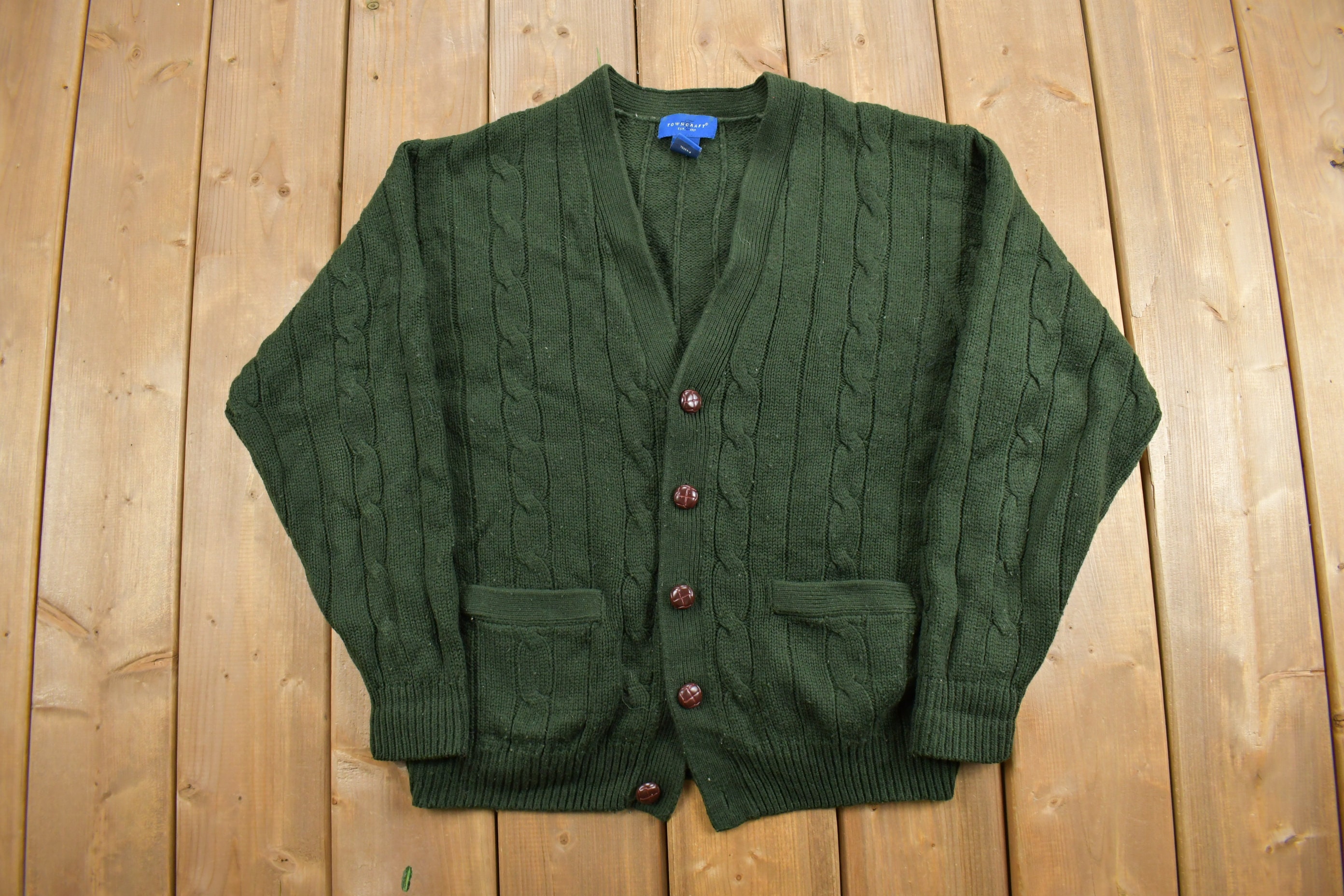 Towncraft Green Cardigan - Etsy Towncraft Green Cardigan - Etsy