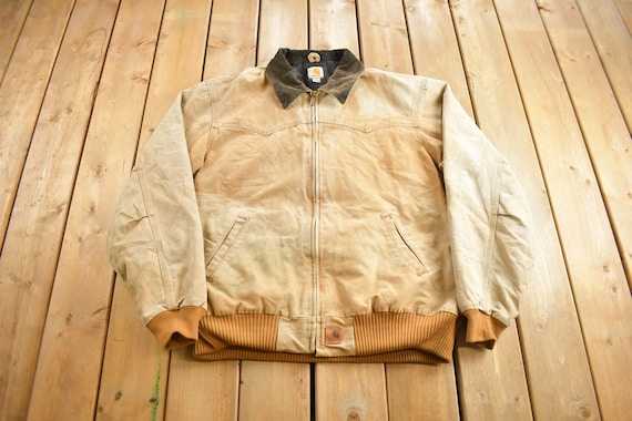 Vintage Y2K Carhartt Beige Santa Fe Work Jacket / Workwear / Quilt 