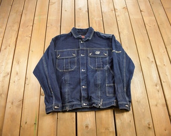 1990s Vintage Blue Denim Jacket Embroideredcobra Snake Johnny