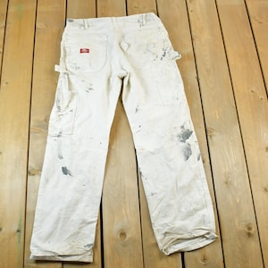 Vintage 1990&#39;s Dickies White Painters Jeans Size 34x34 / Made in USA / American Vintage / Workwear / Streetwear / Vintage Pants