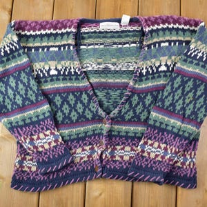 Vintage 1990s Paris Sport Club Knit Cardigan Sweater